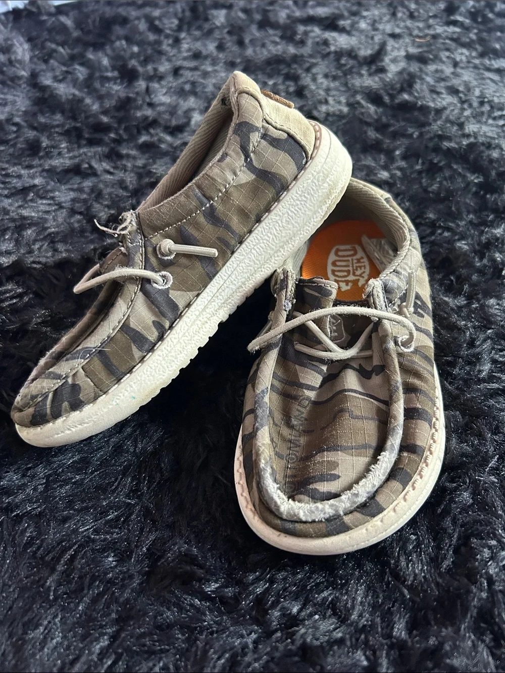 Hey Dude Kids Camouflage Slip-On Moccasins - Olive & Tan